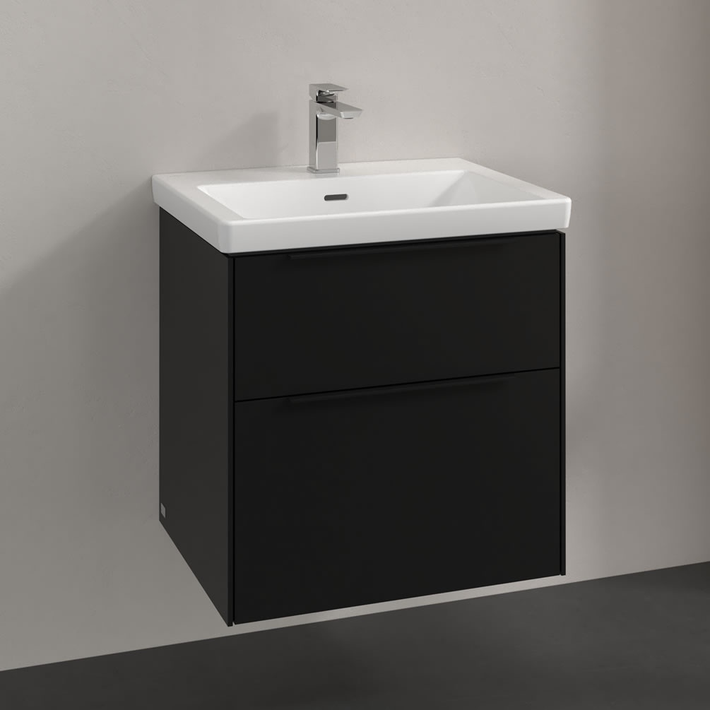 Lifestyle image of Villeroy & Boch Subway 3.0 600mm Volcano Black Wall-Hung Vanity Unit & Basin